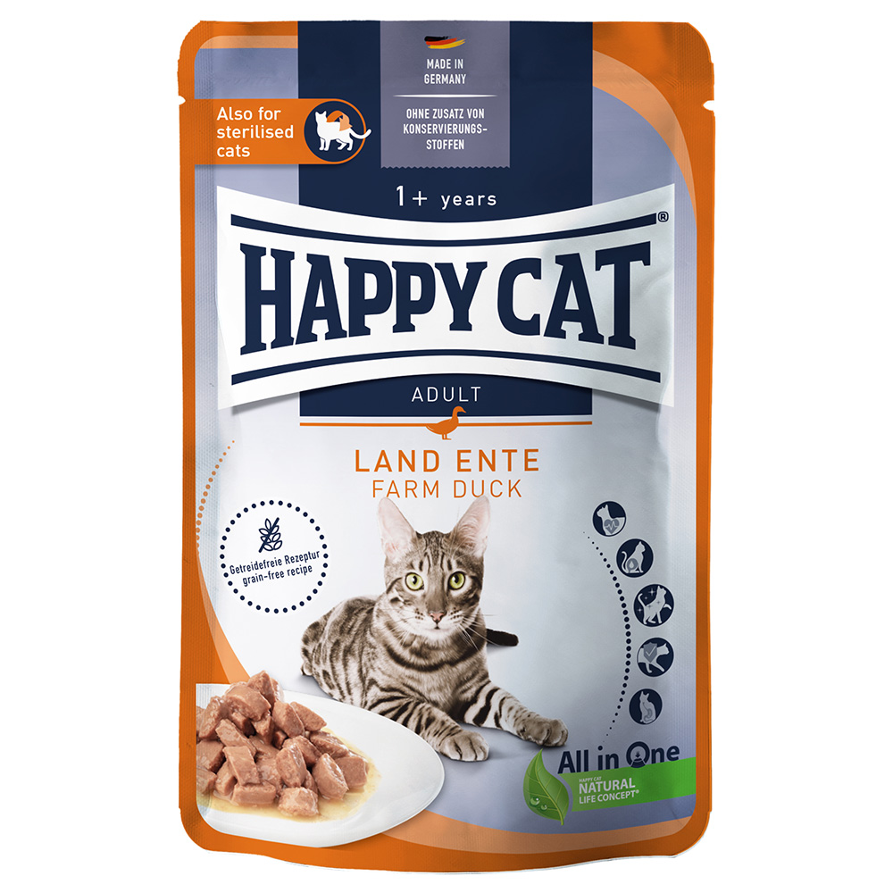Happy Cat Pouch Meat in Sauce 12 x 85 g  - Land-Ente von Happy Cat