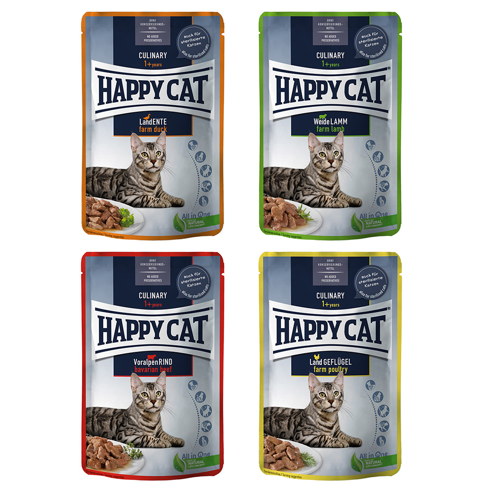 Happy Cat Pouch Meat in Sauce 12 x 85 g  - Mixpaket 2 (4 Sorten) von Happy Cat