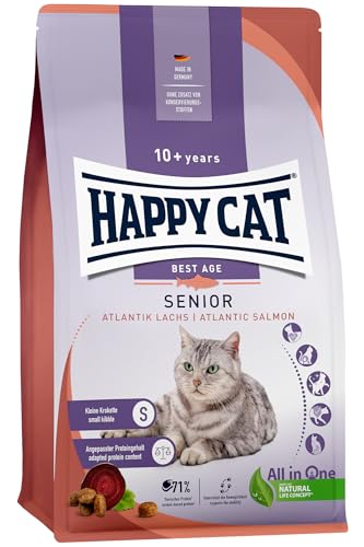 Happy Cat 70610 - Senior Atlantik Lachs - Katzen-Trockenfutter für Katzensenioren ab dem 8. Lebensjahr - 300 g Inhalt von Happy Cat