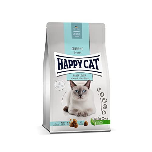Happy Cat 70596- Sensitive Magen & Darm - Katzen-Trockenfutter mit Ente für Sensible Katzen und Kater - 1,3 kg Inhalt von Happy Cat