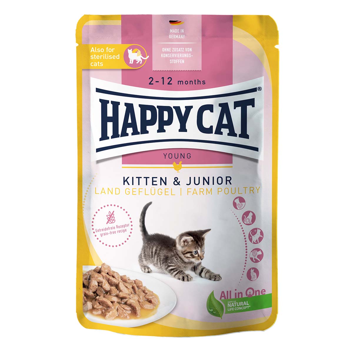 Happy Cat Tray Kitten & Junior Land Geflügel 12x85g Happy Cat Tray Kitten & Junior Land Geflügel 12x85g von Happy Cat