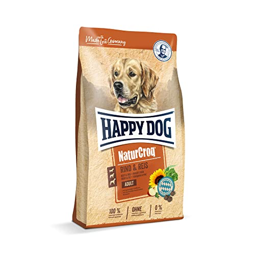 Happy Dog 60519 – NaturCroq Rind & Reis – Trockenfutter mit heimischen Kräutern für ausgewachsene Hunde – 4 kg Inhalt von Happy Dog