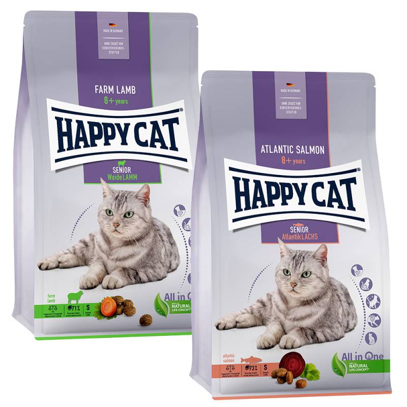 Mixpaket Happy Cat Senior 2 x 4 kg - Atlantik-Lachs & Weide-Lamm von Happy Cat