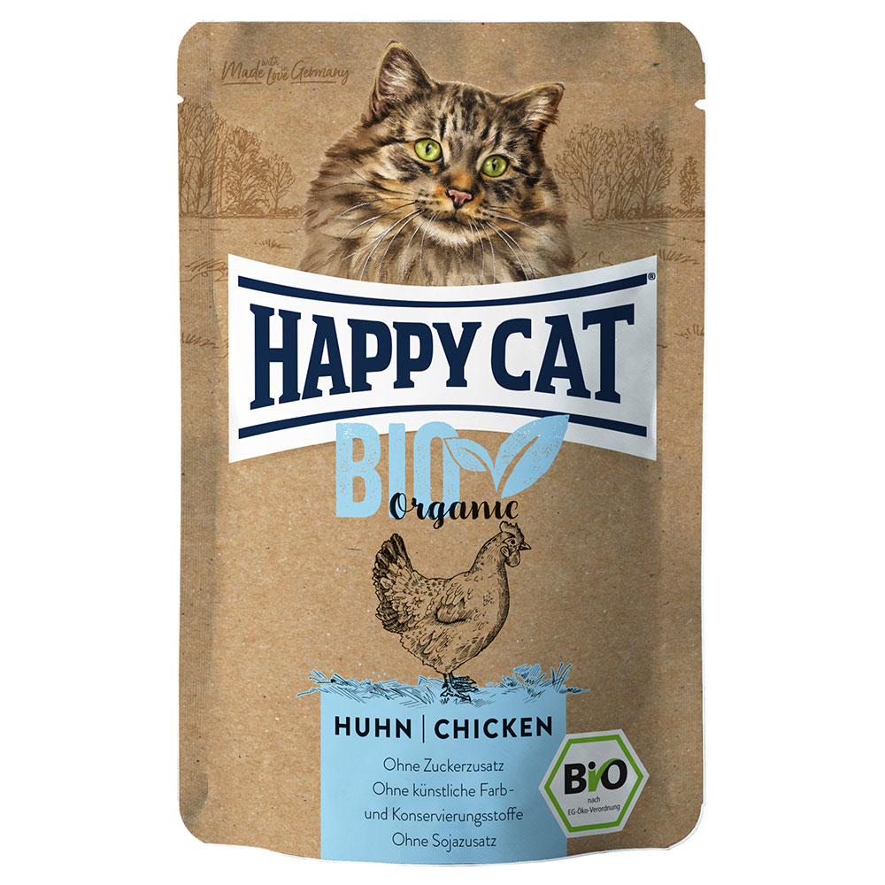 Sparpaket Happy Cat Bio Pouch 12 x 85 g - Bio-Huhn & Bio-Ente von Happy Cat