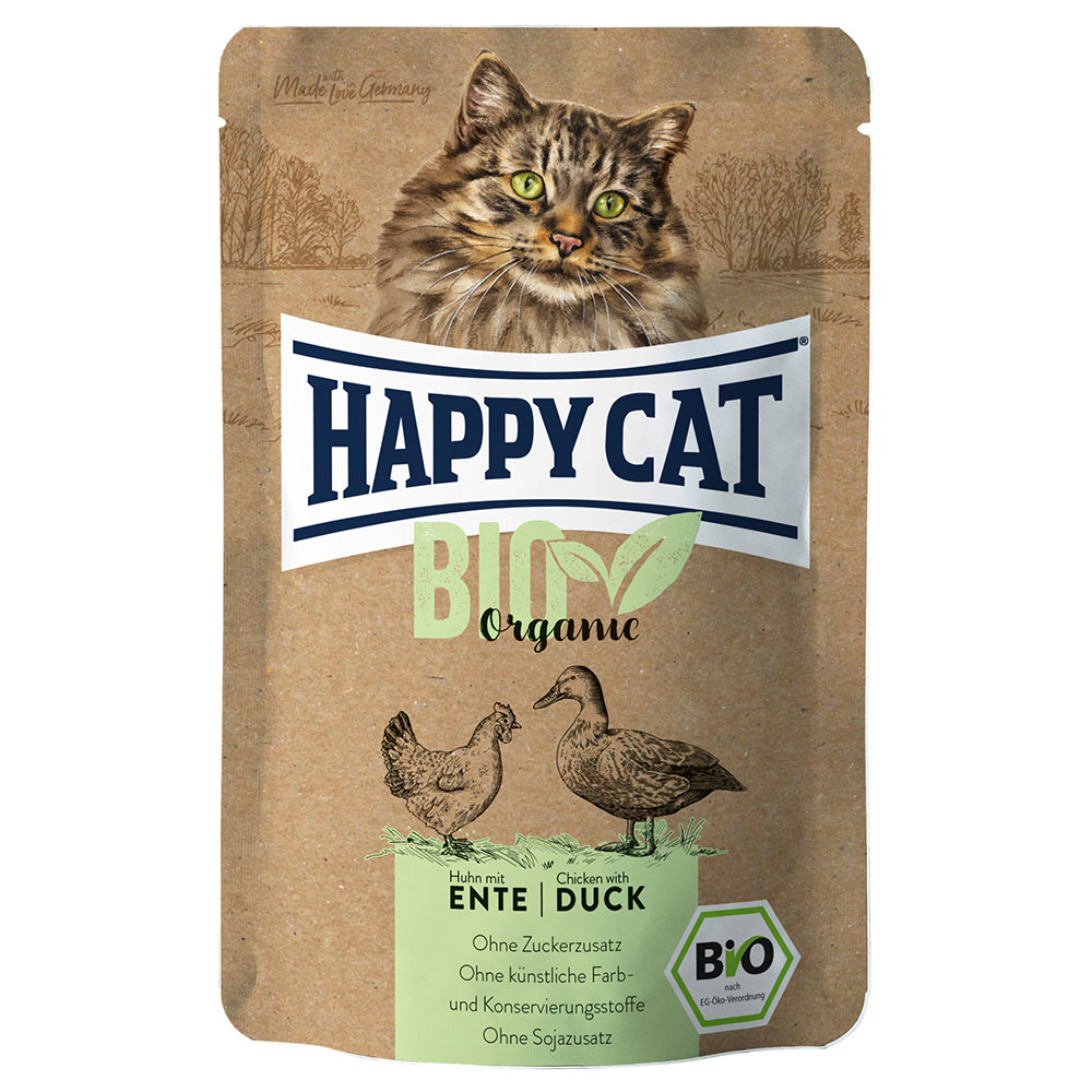 Sparpaket Happy Cat Bio Pouch 12 x 85 g - Bio-Huhn von Happy Cat