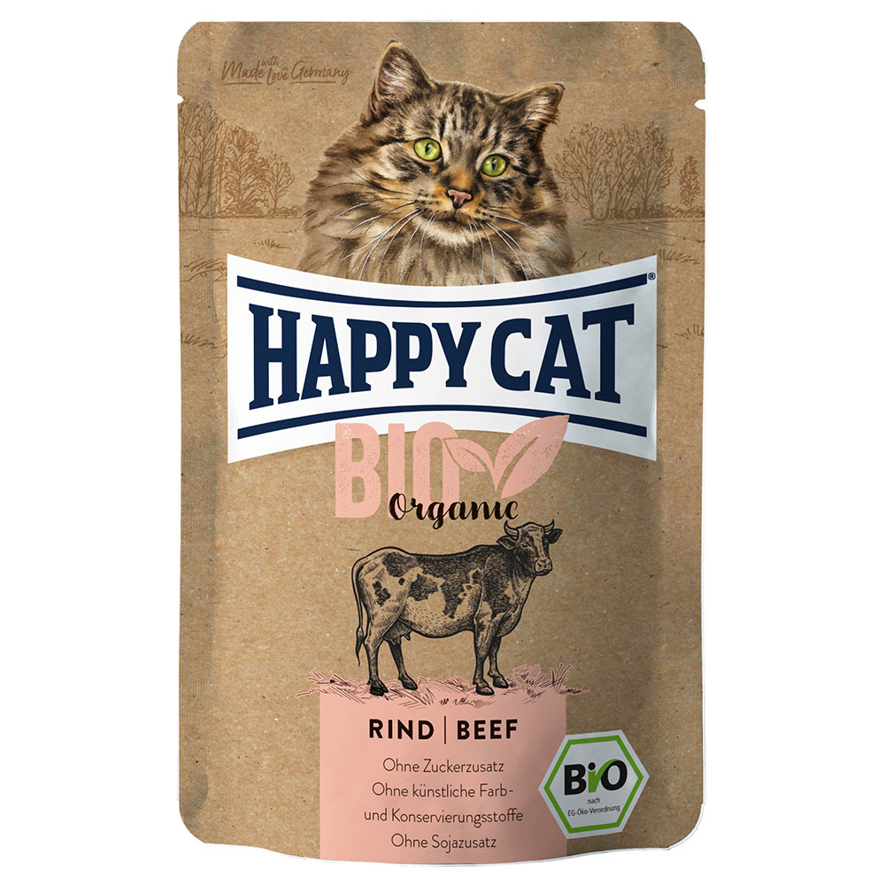 Sparpaket Happy Cat Bio Pouch 24 x 85 g - Bio-Rind von Happy Cat