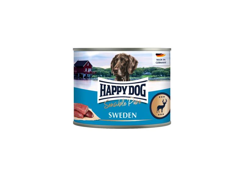 HAPPY DOG 200 Gramm Hundenassfutter Sparpaket 12 x 200 Gramm Sensible Pure Sweden Wild Pur