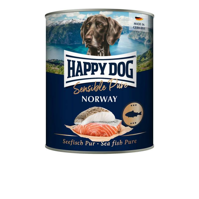 HAPPY DOG 800g Hundenassfutter 6 x 800 Gramm Norway Seefisch