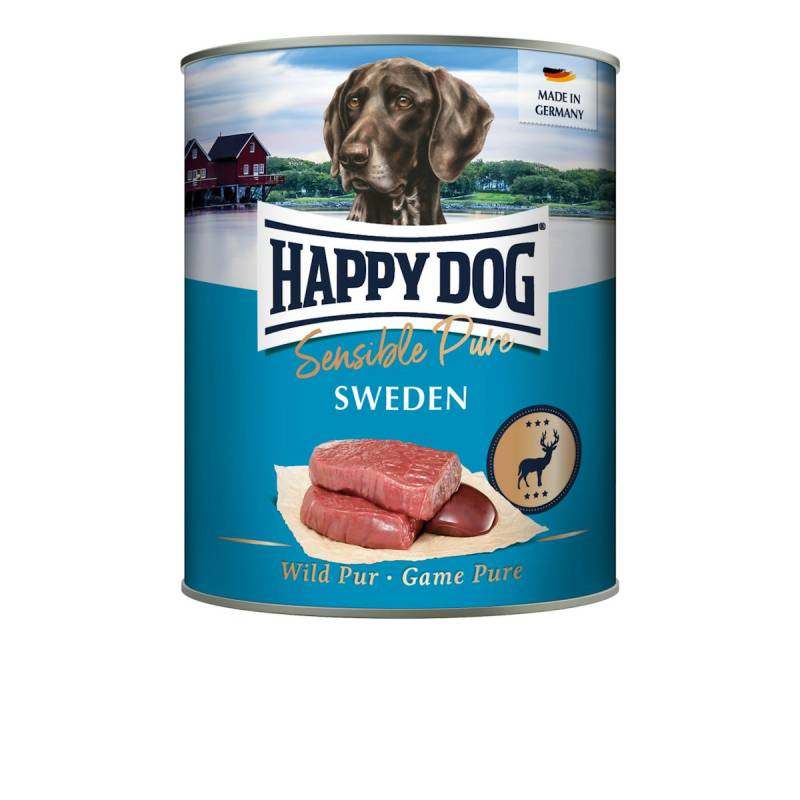 HAPPY DOG 800g Hundenassfutter Sparpaket 12 x 800 Gramm Sweden Wild