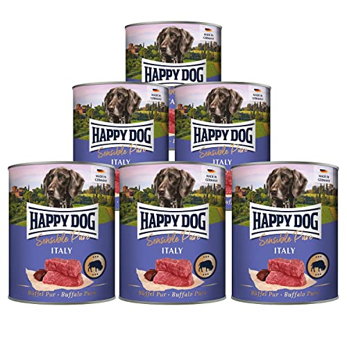5 + 1 Sparpaket HAPPY DOG Supreme Sensible Büffel Pur 800g Dose | 6 x 800g | Nassfutter getreidefrei | für Hunde |Tierärztlich empfohlen bei Futtermittelunverträglichkeiten von Happy Dog