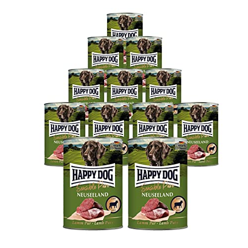 10 + 2 Sparpaket HAPPY DOG Sensible Pure Neuseeland Lamm 400g Dose | 12 x 400g | Nassfutter getreidefrei | für Hunde |Tierärztlich empfohlen bei Futtermittelunverträglichkeiten von Happy Dog