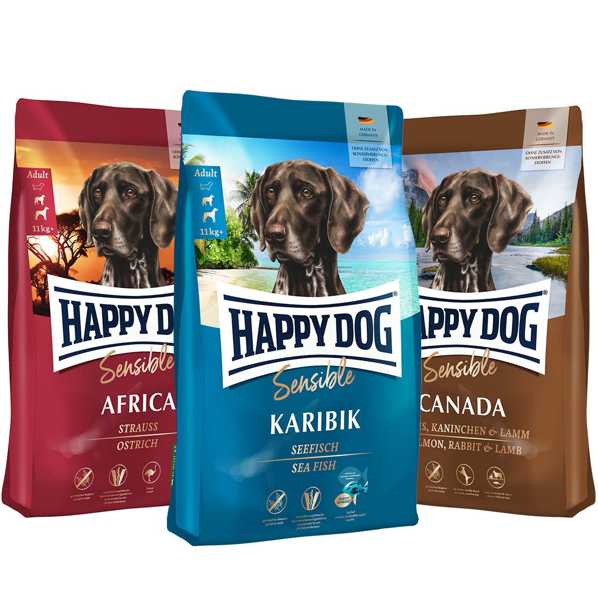 Happy Dog Mixpaket getreidefrei 3x4kg Happy Dog Mixpaket getreidefrei 3x4kg von Happy Dog