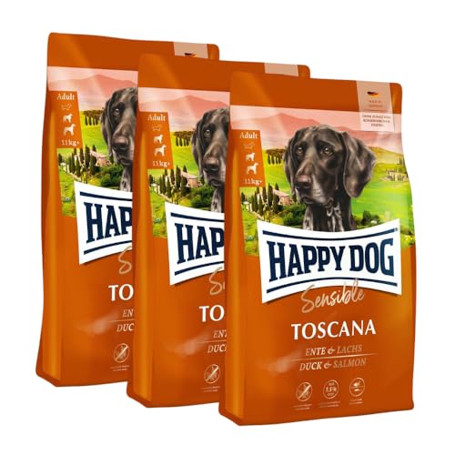 Happy Dog Sensible Toscana M 3X 4 kg - Trockenfutter, Geschmacksrichtung Ente & Lachs von Happy Dog