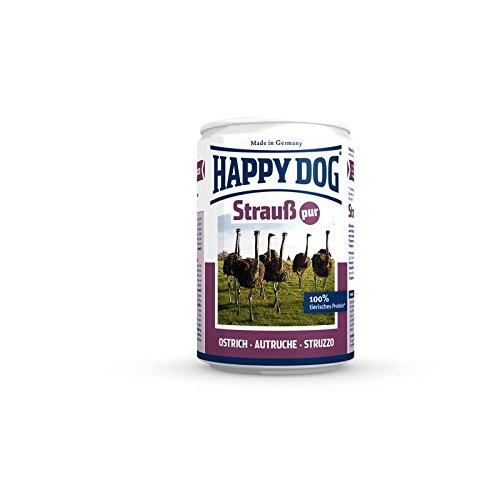 Happy Dog Strauß Pur Dose | 12x 400g Nassfutter von Happy Dog