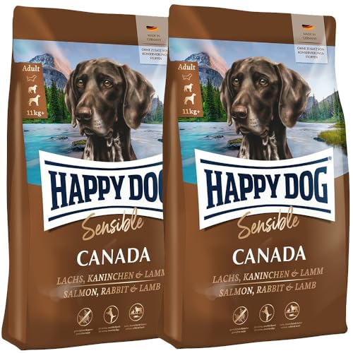 Happy Dog 60573DM - Supreme Sensible Canada Lachs, Kaninchen & Lamm - Trockenfutter für ausgewachsene Hunde - 2x11kg Inhalt von Happy Dog