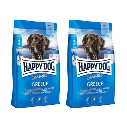 Happy Dog 60663M - Supreme Sensible Greece Lamm, Shrimps & Calamari - Trockenfutter für ausgewachsene Hunde - 2x11 kg Inhalt von Happy Dog