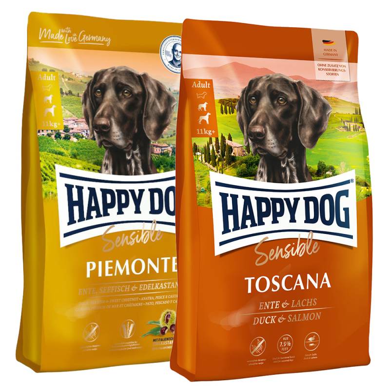 Sparpaket Happy Dog Supreme: 2 x Großgebinde im Mix - Toscana (12,5 kg) & Piemonte (10 kg) von Happy Dog