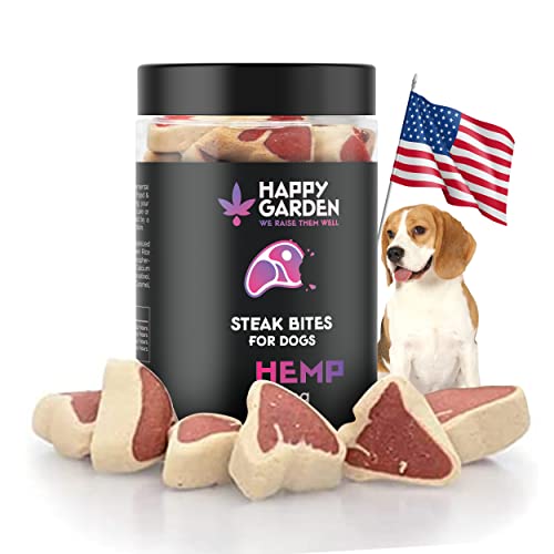 HAPPY GARDEN Beruhigende Hundesnacks mit Hanf, ideal für kleine und große Hunde, unterstützen und entspannen Ihr Haustier, 25 Steak-Häppchen HAPPY GARDEN Beruhigende Hundesnacks mit Hanf, ideal für kleine und große Hunde, unterstützen und entspannen Ihr Haustier, 25 Steak-Häppchen von Happy Garden