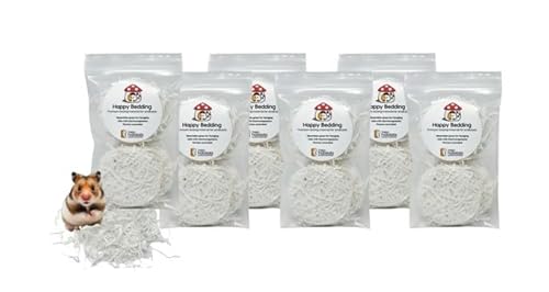 Happy Habitats Happy Bedding – Hamster-Bettwäsche für kleine Haustiere – komprimiertes Hamster-Papiereinstreu für Kleintiere – ideal für Hamsterkäfig oder Lebensräume (6 Pellets in einer 10,2 x 15,2 Happy Habitats Happy Bedding – Hamster-Bettwäsche für kleine Haustiere – komprimiertes Hamster-Papiereinstreu für Kleintiere – ideal für Hamsterkäfig oder Lebensräume (6 Pellets in einer 10,2 x 15,2 von Happy Habitats
