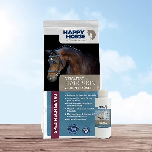 HAPPY HORSE Hair, Skin & Joint Müsli 14 kg + Beauty Shampoo - für gesunde Haut und Fell von Happy Horse