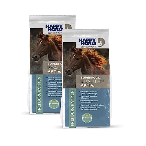HAPPY HORSE Superfood Kräuter Aktiv Pferdefutter 2 x 14kg - Vitalstoff-Booster perfekt zur Unterstützung der Atemwege - Prima für Offenstall- und Sportpferde sowie alle aktiven Pferde HAPPY HORSE Superfood Kräuter Aktiv Pferdefutter 2 x 14kg - Vitalstoff-Booster perfekt zur Unterstützung der Atemwege - Prima für Offenstall- und Sportpferde sowie alle aktiven Pferde von Happy Horse