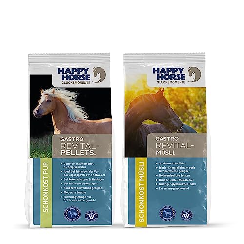 Happy Horse Gastro DUO Revital Müsli & Pelett (2x 14 kg) | für einen gesunden Pferdemagen | zur bedarfsgerechten Fütterung | optimale Verdaulichkeit | moderate Energiedichte | hervorragender Faser-Mix von Happy Horse