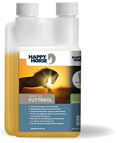 Happy Horse Sensitive Futteröl 500 ml - Einzigartige & Exklusive Ölmischung für Fellwechsel, Stoffwechselproblemen UVM. Nur 15 ml täglich! von Happy Horse