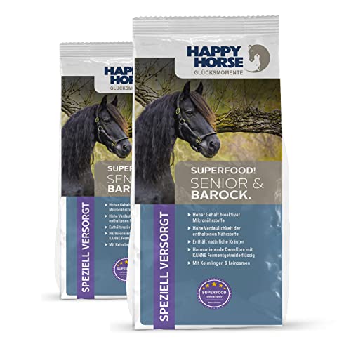 HAPPY HORSE Superfood Senior & Barock Pferdefutter 2 x 14kg| ausgewogenen Inhaltsstoffe | natürlichen Kräuter | Leinsamen | bioaktive Mikronährstoffe | von Happy Horse