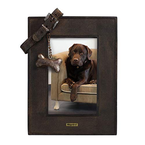 Happy-House Bilderrahmen mit Halsband Hund, Farbe: dunkelbraun, Rahmen für Foto, Geschenk und Erinnerung an Ihren Hund, Fotogröße: 10 x 15 cm von Happy-House
