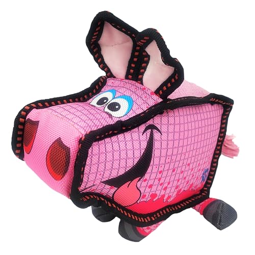 Happy Tails Quadratisches Schwein-Hundespielzeug für mittelgroße bis große Hunde - strapazierfähiges Polyester, quietschend, verstärkte Nähte, interaktive Haustierspielzeit, sicheres Kauspielzeug Happy Tails Quadratisches Schwein-Hundespielzeug für mittelgroße bis große Hunde - strapazierfähiges Polyester, quietschend, verstärkte Nähte, interaktive Haustierspielzeit, sicheres Kauspielzeug von Happy Tails