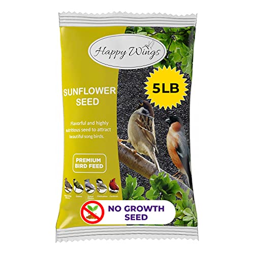 Happy Wings Black Oil Sonnenblumen-Vogelfutter 2,3 kg | No Grow Seed | Vogelfutter für Wildvögel von Happy Wings