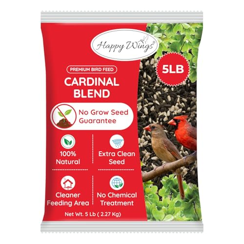 Happy Wings NO GROW Cardinal Blend Vogelfutter (Mischung aus Sonnenblumenkernen/-kernen und Saflorsamen), sehr nahrhaftes Vogelfutter, 2,3 kg von Happy Wings