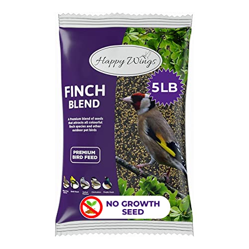 Happy Wings NO GROW Finkenmischung Vogelfutter (Mischung aus Sonnenblumenkernen/-kernen und Nyjersamen) – sehr nahrhaftes Vogelfutter – (2,3 kg) von Happy Wings
