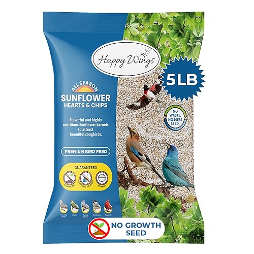 Happy Wings NO GROW Sonnenblumenherzen & Chips Vogelfutter für Wildvögel – Sehr nahrhaftes Vogelfutter – (2,3 kg) von Happy Wings