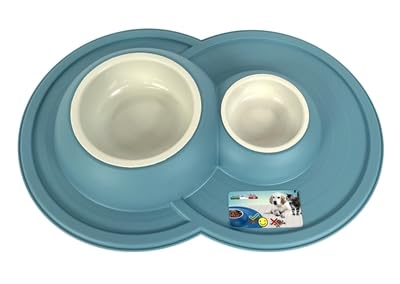 Happy Pet Mad About Pets Voerbak/Drinkbak Volcano Dubbel Lichtblauw 49X33X6 cm 230/600 ML von Happy Pet