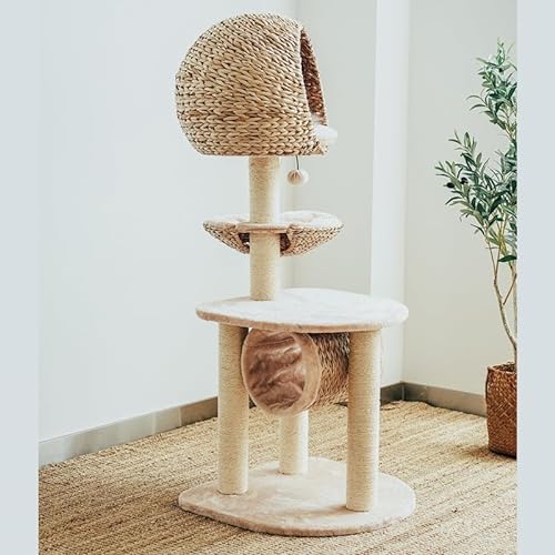 Happy & Polly Blumen-Katzenbaum, niedlicher Katzenturm, 90 cm, mehrstufig, stabile Höhle für große Katzen, einfach zu montieren, mit Kratzstämmen, Katzenmöbel, Aktivitätszentrum von Happy & Polly