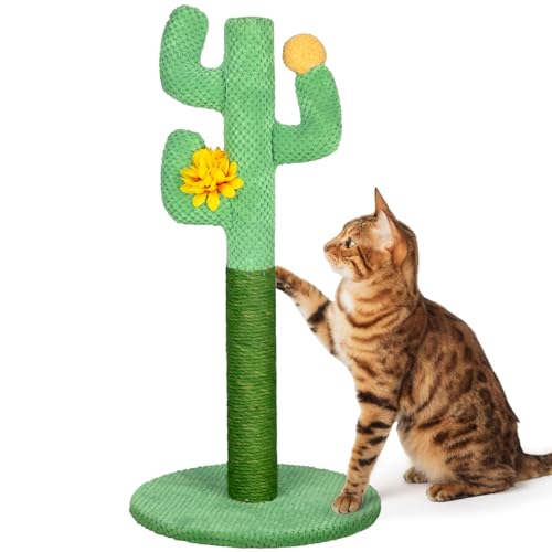 Happy&Polly Katzenkratzbaum - Kratzbaum aus natürlicher Sisal-Seil - 58cm Katzenkratzer für drinnen für Kätzchen und Erwachsene Katzen. von Happy & Polly