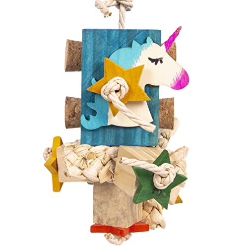HappyBird | Happy Unicorn | Happy Nature Schredderspielzeug - Sittiche, kleine Papageien Knabberspielzeug von HappyBird