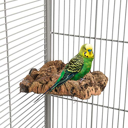 HappyBird | Kork-Eck-Sitzbrett L für Sittiche und Papageien ca. 15x15cm Natur Kork Metallteile aus Edelstahl von HappyBird