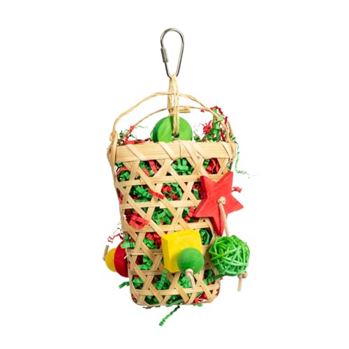 HappyBird | Bamboo Shred-Basket - natürliches Hängespielzeug für kleine Papageien und Sittiche | ca. 21 x 11 x 5 cm von HappyBird