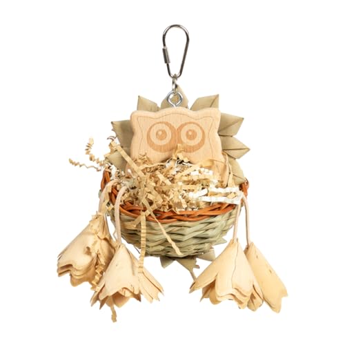 HappyBird | Leafy Basket - Vogelspielzeug aus natürlichem Material für kleine Papageien und Sittiche - Knabber Korb | ca. 18 x 18 x 18 cm von HappyBird