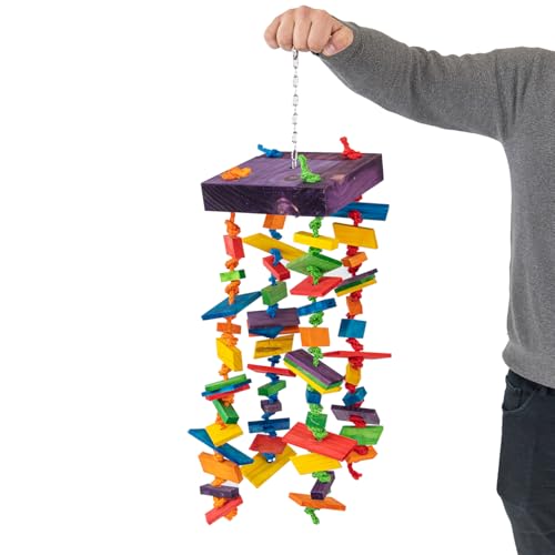 HappyBird | Papageienspielzeug Tinker-N-Round - Hängespielzeug aus Holz | ca. 20 x 20 x 60 cm von HappyBird