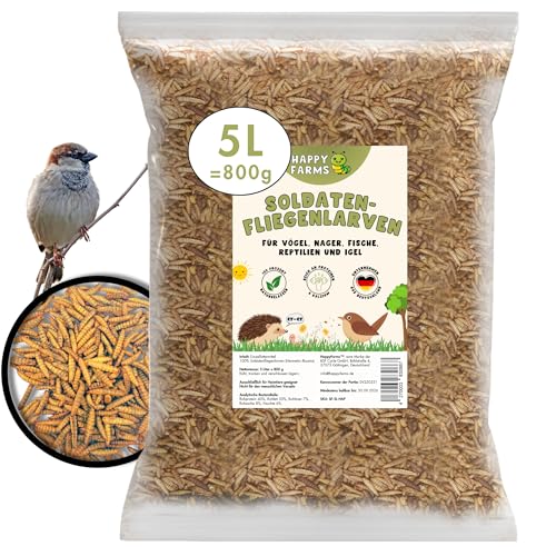 HappyFarms Soldatenfliegenlarven 5 Liter – Getrocknetes Insektenfutter für Vögel & Igel – Alternative zu Mehlwürmern HappyFarms Soldatenfliegenlarven 5 Liter – Getrocknetes Insektenfutter für Vögel & Igel – Alternative zu Mehlwürmern von HappyFarms