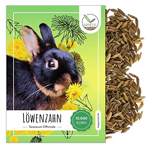 Löwenzahn Samen für Kaninchen - Wildkräuter Saatgut als optimale Futterergänzung für Kaninchen, Meerschweinchen und Schildkröten (10.000 Samen) von HappySeed