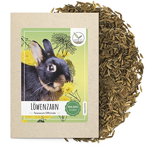 Löwenzahn Samen für Kaninchen - Wildkräuter Saatgut als optimale Futterergänzung für Kaninchen, Meerschweinchen und Schildkröten (100.000 Samen) von HappySeed