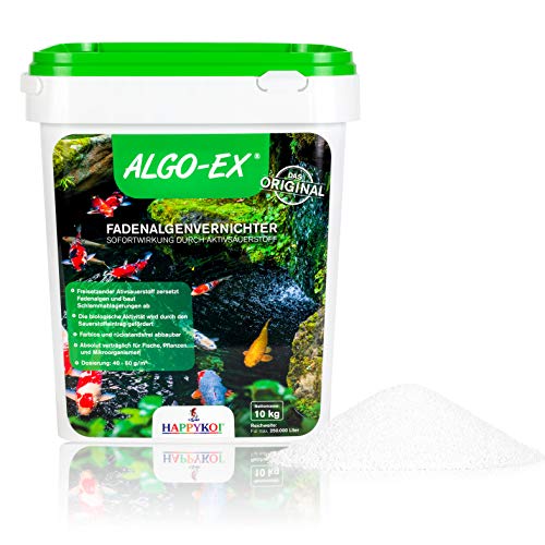 HAPPYKOI® ALGO-EX® Fadenalgenvernichter Algenmittel Algo Ex Algen Vernichter mit Sofortwirkung durch Aktivsauerstoff Koi Teich Schwimmteich - 10 kg von HAPPYKOI