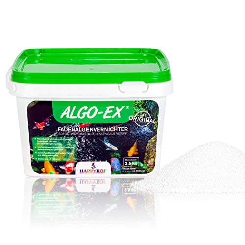HAPPYKOI® ALGO-EX® Fadenalgenvernichter Algenmittel Algo Ex Algen Vernichter mit Sofortwirkung durch Aktivsauerstoff Koi Teich Schwimmteich - 2,5 kg von HAPPYKOI