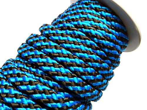 Hundeleine, Alltagsleine mit Rundring in der Handschlaufe aus 12mm PPM Flechtseil weich und robust in Zwei Längen und Mehreren Farben (blau-schwarz, 2m) von Happymitvierpfoten.de