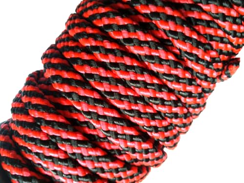 Hundeleine, Alltagsleine mit Rundring in der Handschlaufe aus 12mm PPM Flechtseil weich und robust in Zwei Längen und Mehreren Farben (rot-schwarz, 1,5m) von Happymitvierpfoten.de