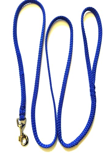 Hundeleine, Standardleine mit Rundring in der Handschlaufe, aus einfarbigen 8mm PPM Flechtsein in DREI Längen (blau, 2m) von Happymitvierpfoten.de